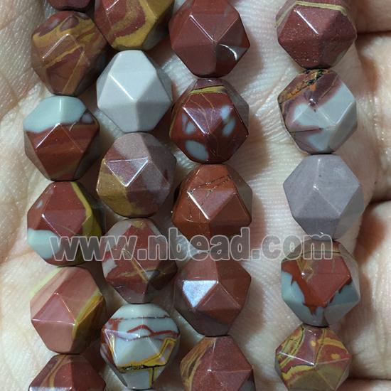 red Australian Picture Jasper Beads, faceted round