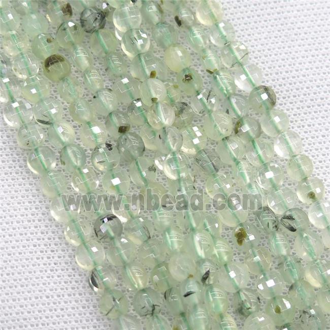 green Prehnite beads, faceted coin