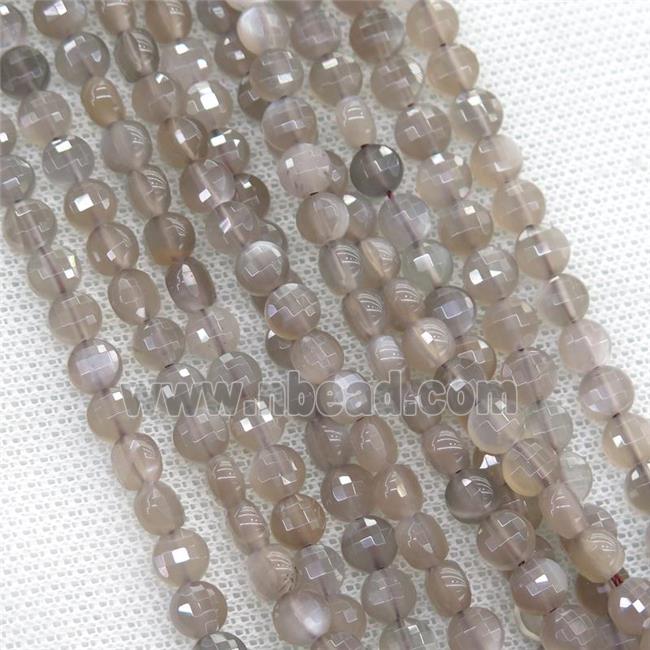gray Moonstone beads, faceted circle