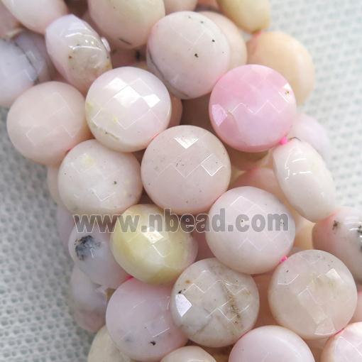 Pink Opal stone beads, faceted circle