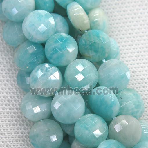 green Russian Amazonite coin beads, faceted circle