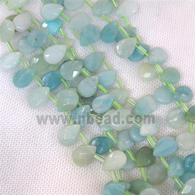 Chinese Amazonite stone bead, faceted teardrop, top-drilled