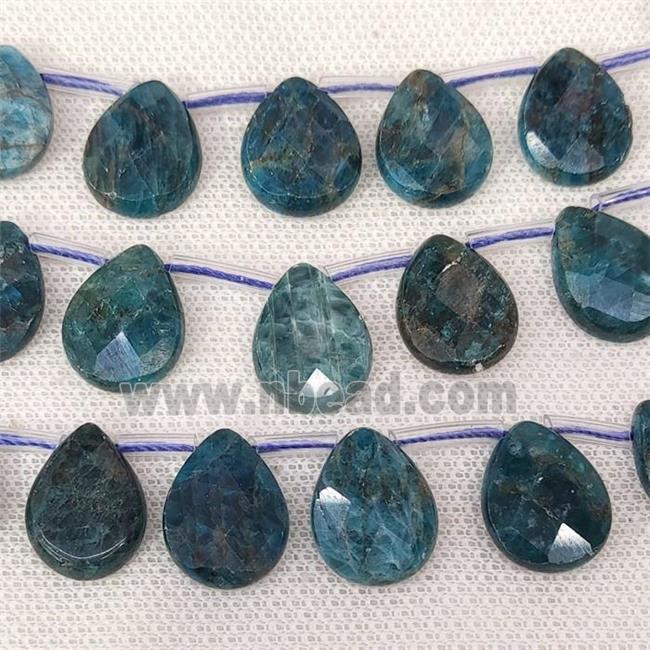 green Apatite Beads, faceted teardrop, top-drilled