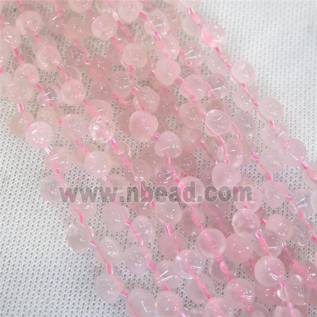 Rose Quartz teardrop beads, top-drilled