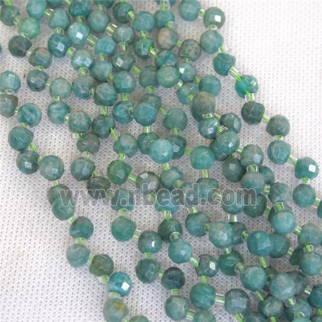 green Russian Amazonite beads, faceted teardrop, top-drilled
