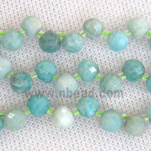 Chinese Amazonite beads, faceted teardrop, top-drilled