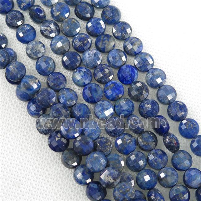 blue Lapis Beads, faceted coin