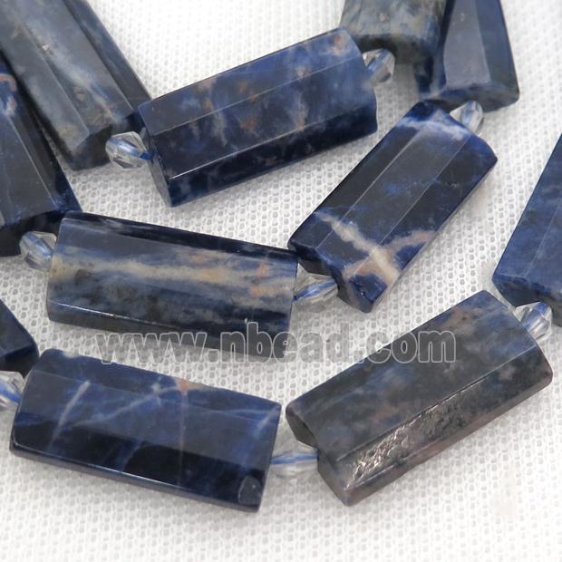 blue Sodalite Beads, faceted rectangle