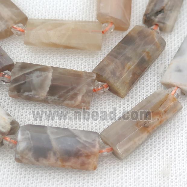 MoonStone Beads, faceted rectangle, B-grade