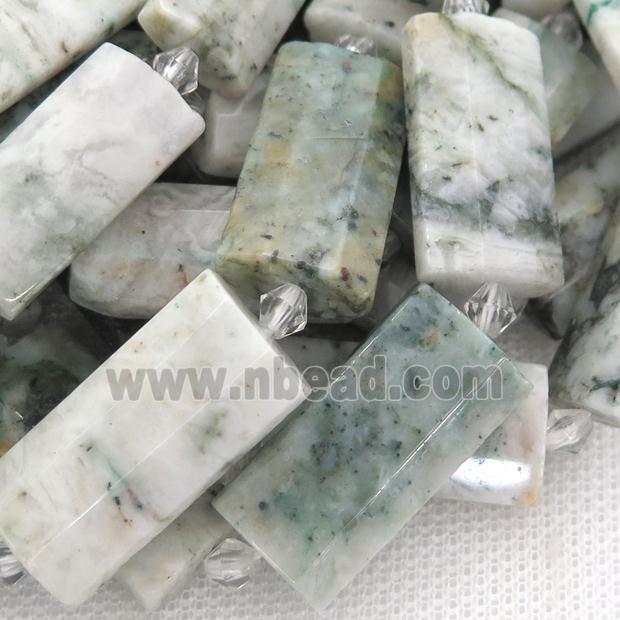 tree Agate Beads, faceted rectangle