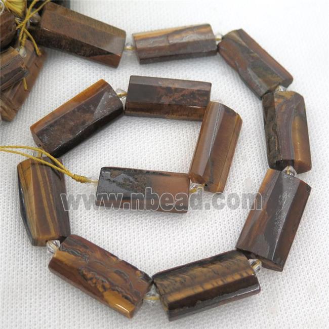 Tiger eye stone beads, faceted rectangle