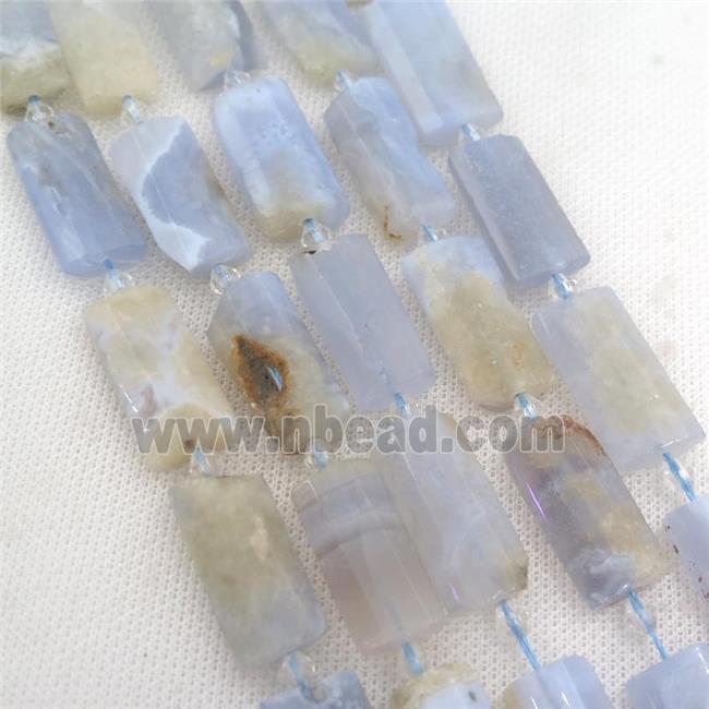 Blue Lace Agate beads, faceted rectangle