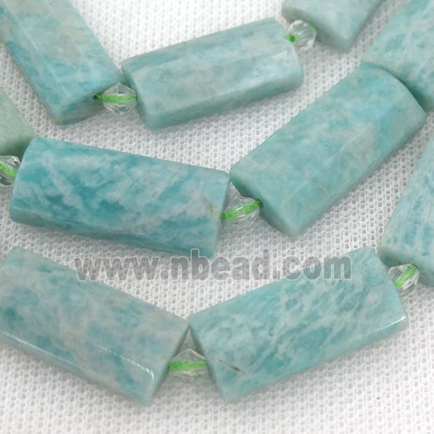 green Russian Amazonite Beads, faceted rectangle