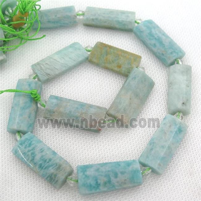 green Russian Amazonite Beads, faceted rectangle