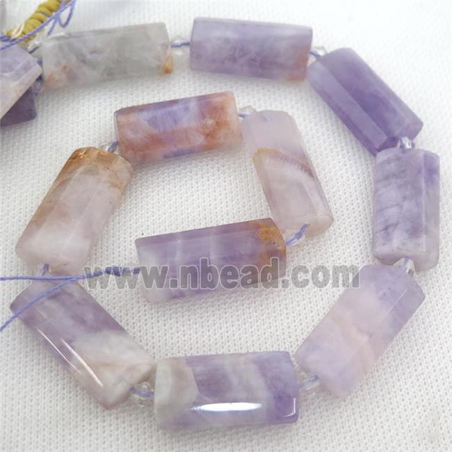 purple Chalcedony Beads, faceted rectangle