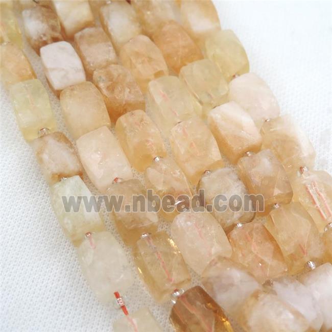 Citrine Beads, faceted Cuboid