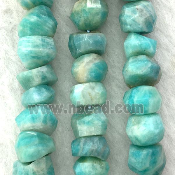 green Russian Amazonite Beads, faceted rondelle