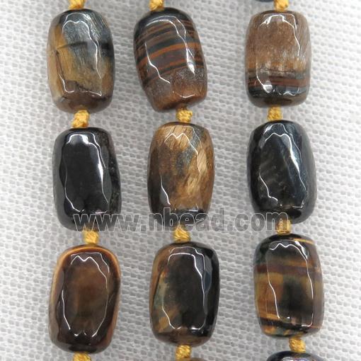 Tiger eye stone beads, faceted barrel