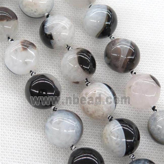 white druzy Agate beads, round