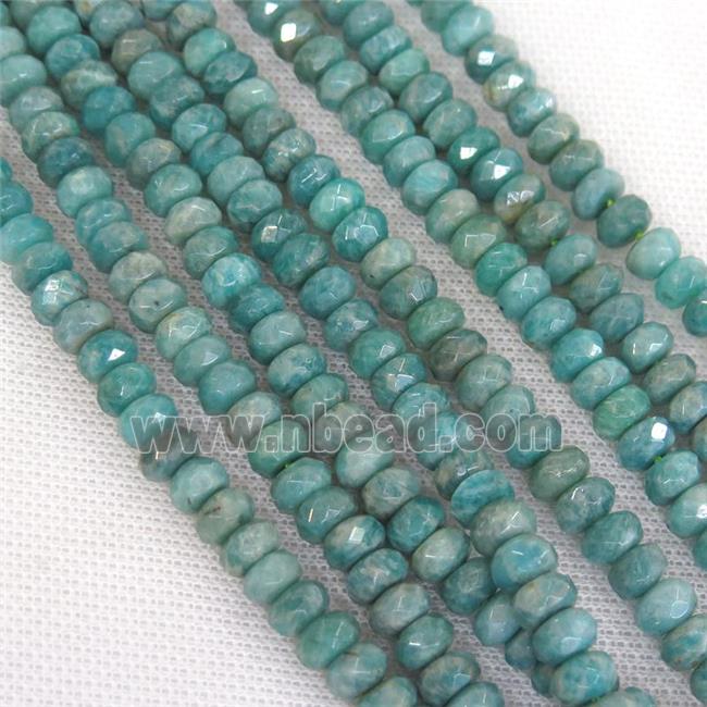 green Russian Amazonite beads, faceted rondelle