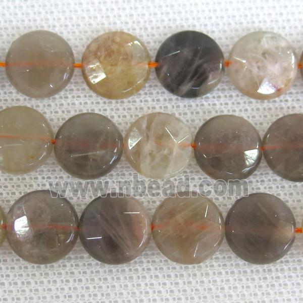 black SunStone Beads, faceted circle