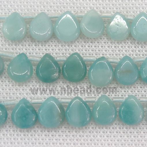 blue Amazonite teardrop beads, top-drilled