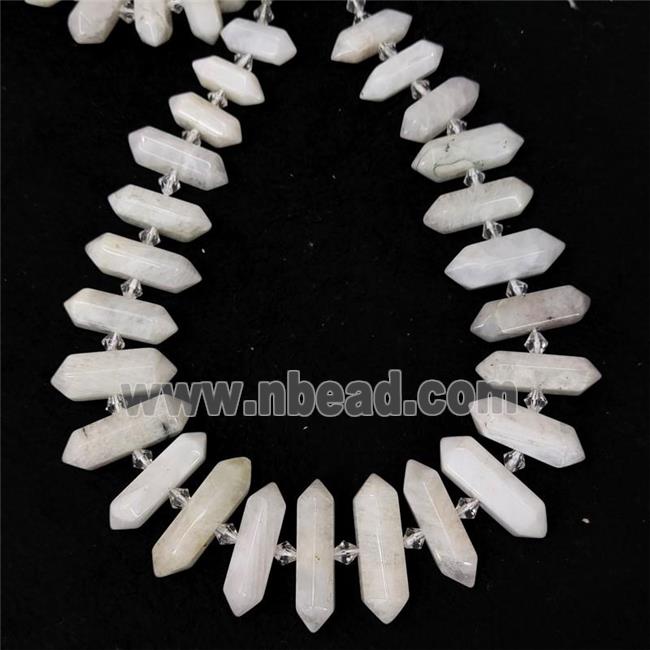 white MoonStone bullet beads