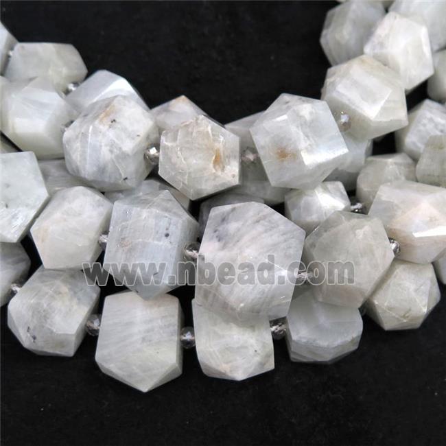 white Moonstone bullet beads