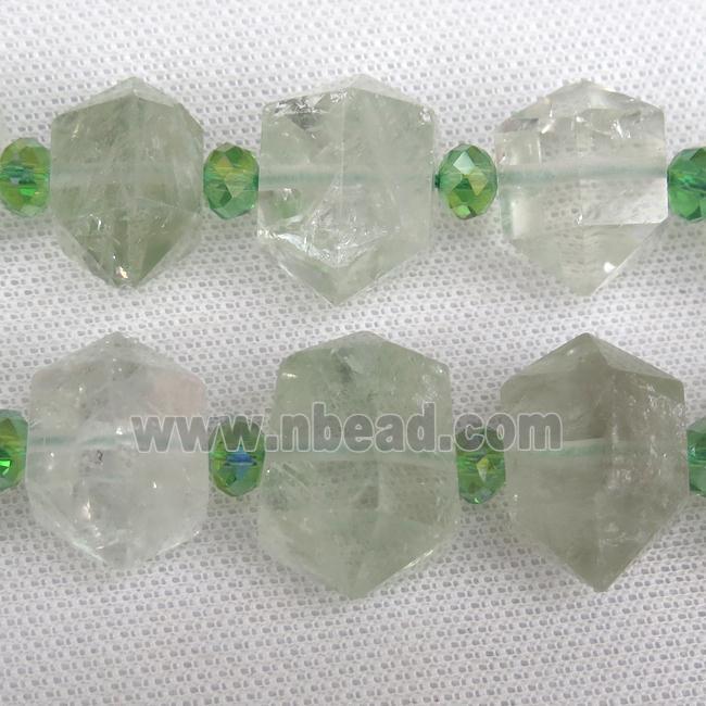green Crystal Quartz bullet beads
