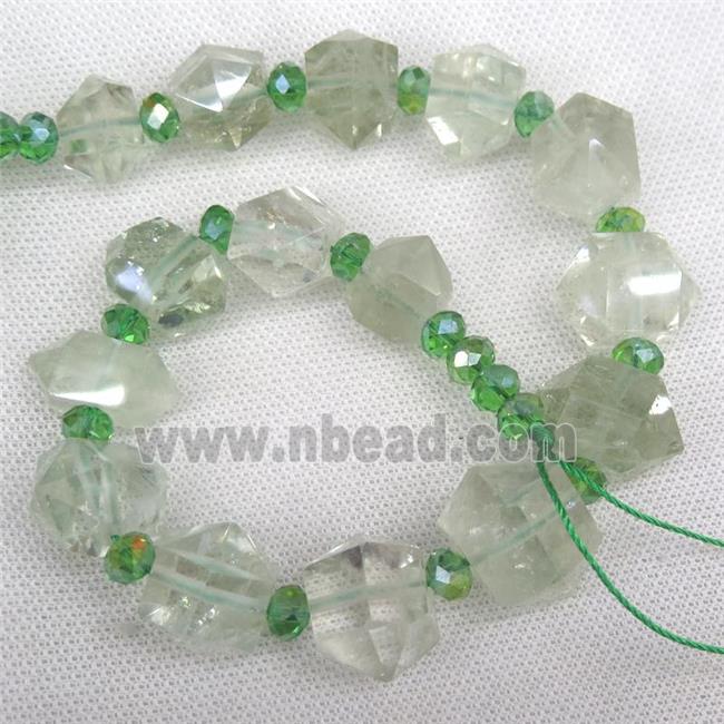 green Crystal Quartz bullet beads