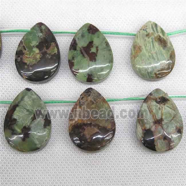 green Opal Jasper teardrop beads, topdrilled