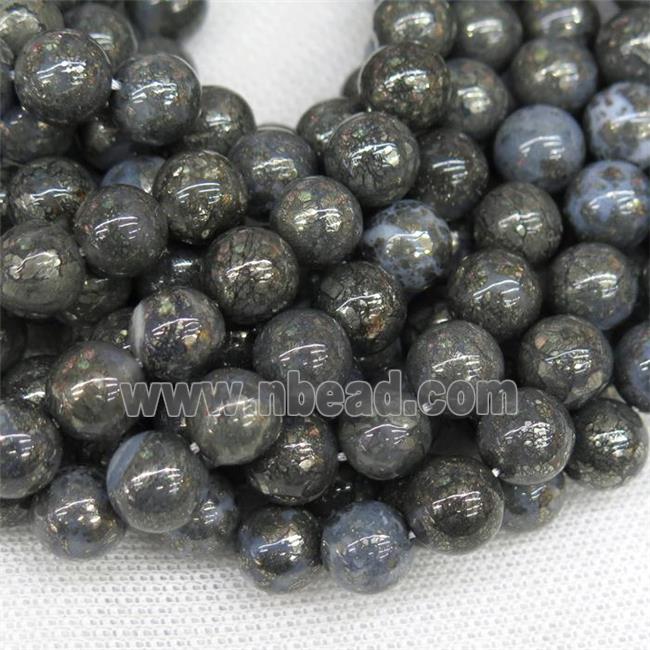 round blue Chalcopyrite beads