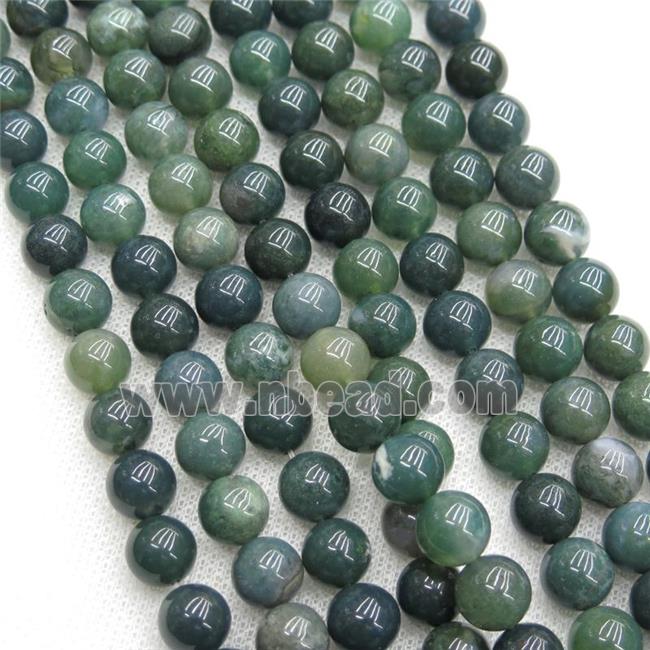 green Moss Agate beads, round