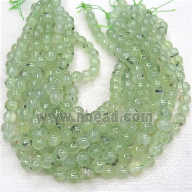 green Prehnite Beads, round