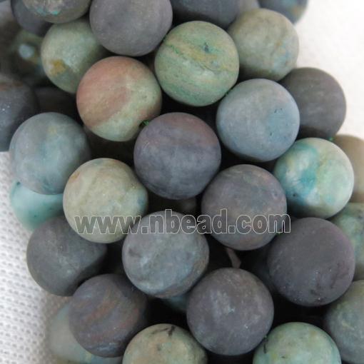 round Green African Turquoise Beads, matte