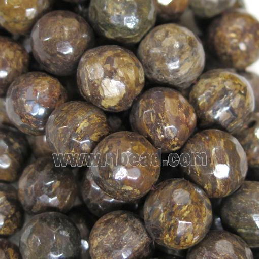 Bronzite Beads, faceted round