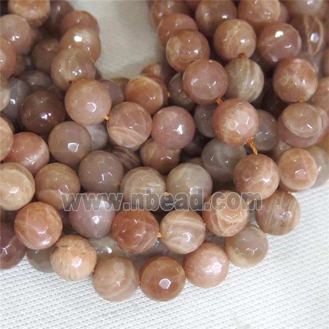 orange MoonStone Beads, faceted round