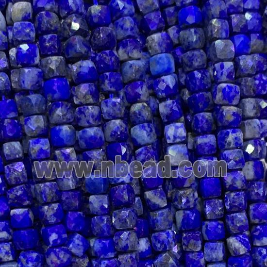 blue Lapis Lazuli Beads, faceted cube