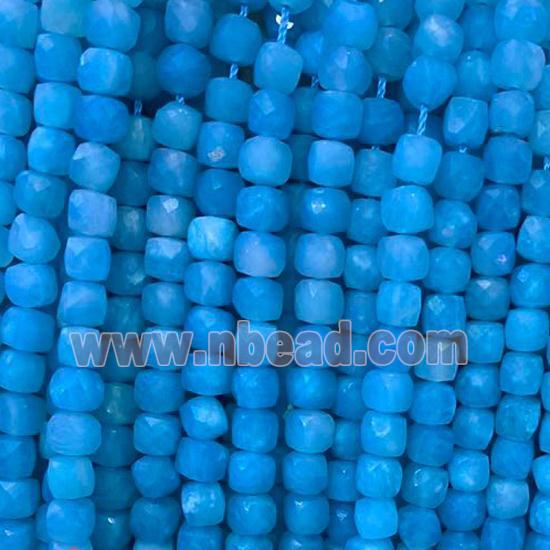 blue Amazonite Beads, faceted cube