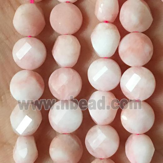 pink opal stone beads, faceted circle