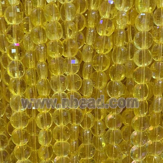 yellow Citrine Beads, faceted circle