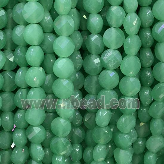 green Aventurine Beads, faceted circle