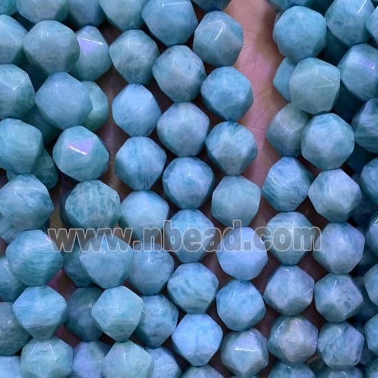 green Amazonite Beads, star-cutting