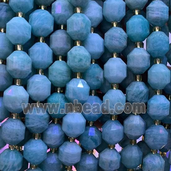green Amazonite bullet beads, faceted