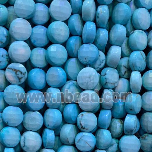 blue Hubei Turquoise Beads, faceted circle