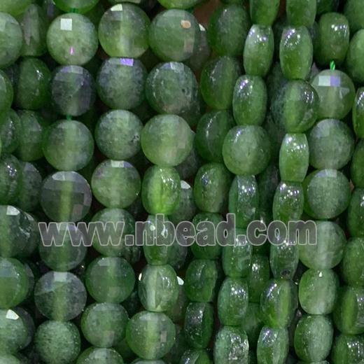 green Aventurine Beads, faceted coin
