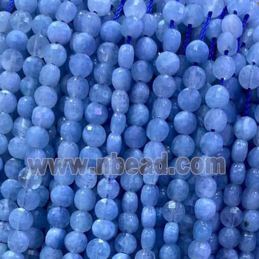 blue Aquamarine Beads, faceted circle