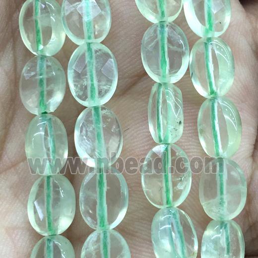 green Prehnite Beads, faceted oval