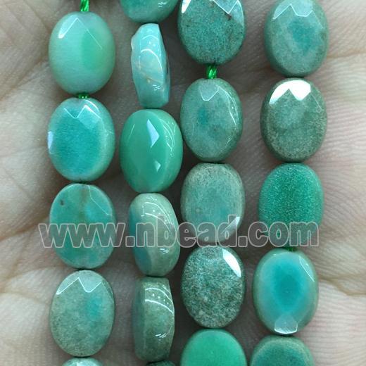 green Grass Agate Beads, faceted oval