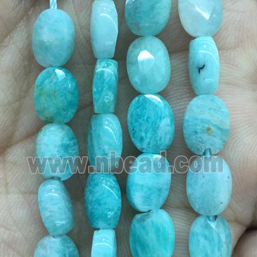 green Amazonite Beads, faceted oval